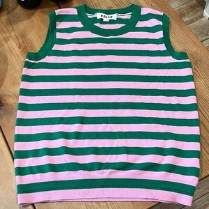 Boden Pink and Green Striped Sweater Vest